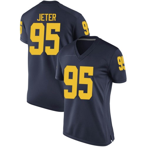 Donovan Jeter Michigan Wolverines Women's NCAA #95 Navy Game Brand Jordan College Stitched Football Jersey URJ2154MQ